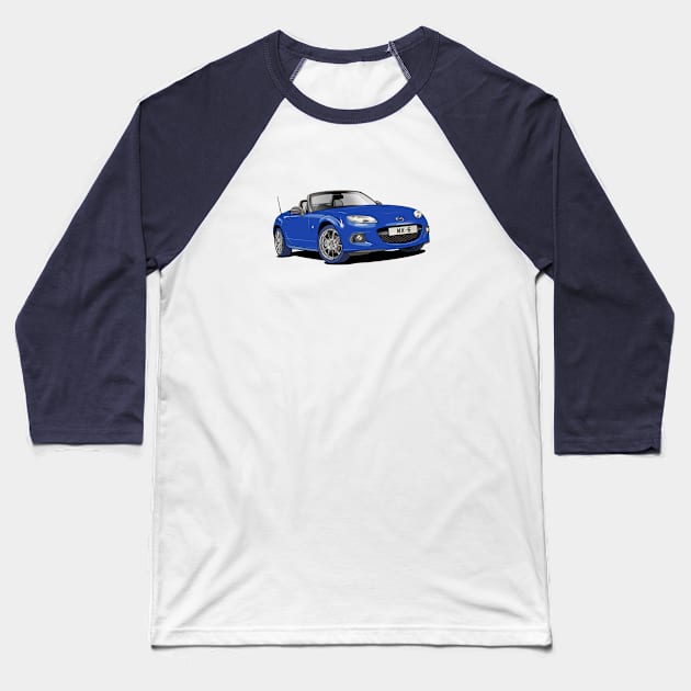 Mazda MX-5 Sportscar in blue Baseball T-Shirt by Webazoot